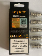 Load image into Gallery viewer, ASPIRE NAUTILUS BVC ~ REPLACEMENT COILS 0.7 1.6 1.8 Ohm ~ 2 or 5 coils ~UKSELLER