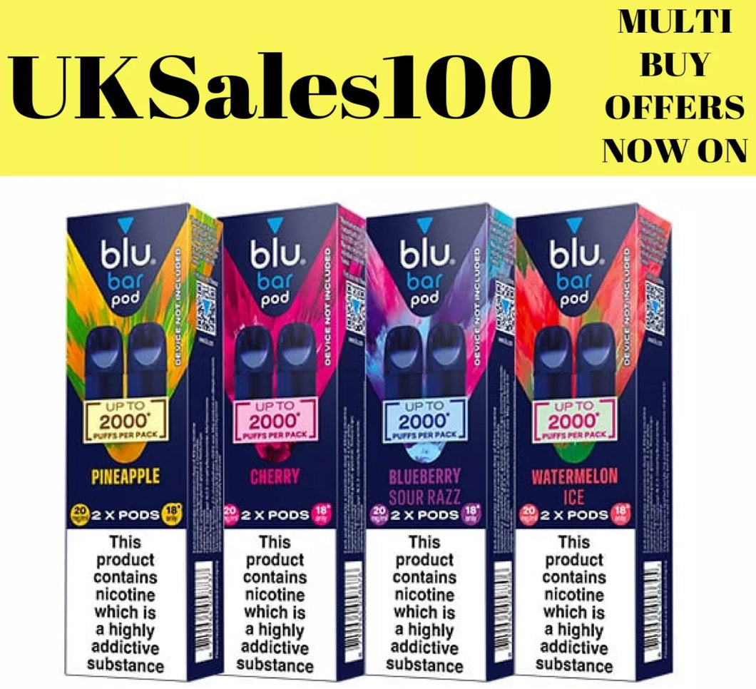 Blu Bar Replacement Filled Pods - 20MG - TBD - Genuine UKSeller / Stock