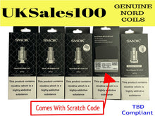 Load image into Gallery viewer, Smok Nord Coils 0.6 /0.8 /1.4 ohm Regular,Mesh ~ GENUINE ~ UK SELLER